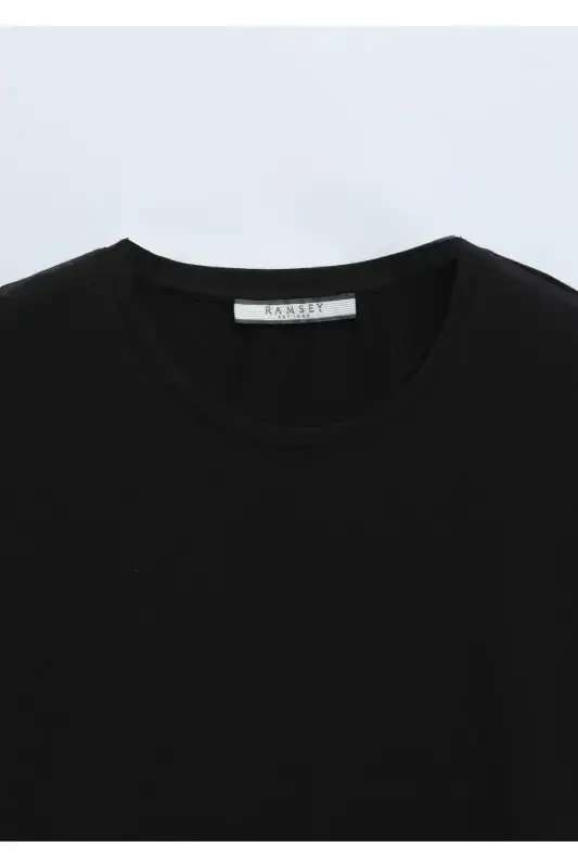 Black Plain Cotton Blend T-Shirt - 7
