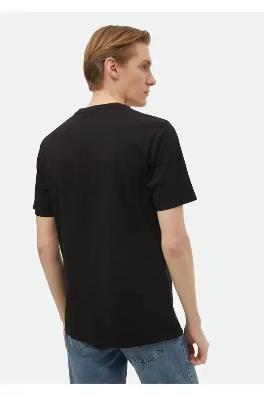 Black Plain Crew Neck 100% Cotton T-Shirt - 4