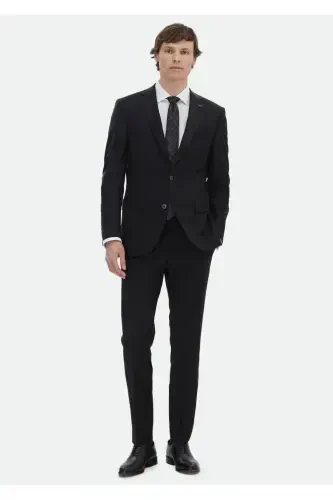 Black Plain Modern Fit Wool Blend Suit - RAMSEY (1)