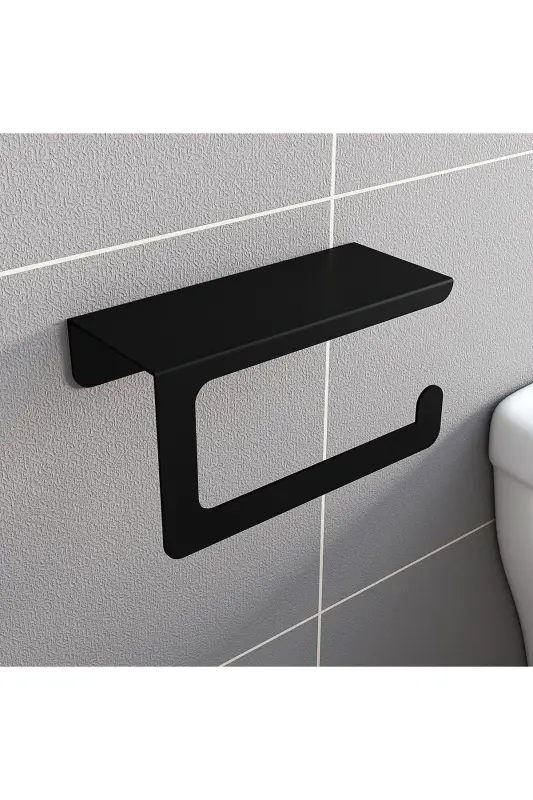 Black Plain Modern Toilet Paper Holder - 1