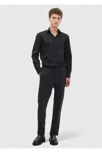 Black Plain Regular Fit Woven Classic 100% Cotton Shirt - RAMSEY (1)