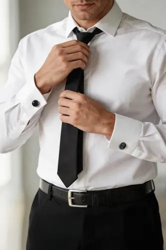 Black Plain Round Cufflinks - 3