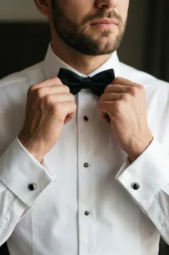 Black Plain Round Cufflinks - Black02 - 3