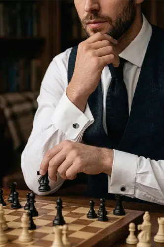 Black Plain Round Cufflinks - Black02 - 4