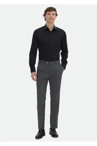 Black Plain Slim Fit Woven Classic 100% Cotton Shirt - RAMSEY (1)