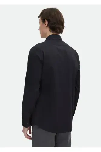 Black Plain Slim Fit Woven Classic 100% Cotton Shirt - 6