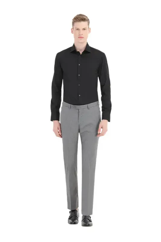 Black Plain Slim Fit Woven Classic Cotton Blend Shirt - 1