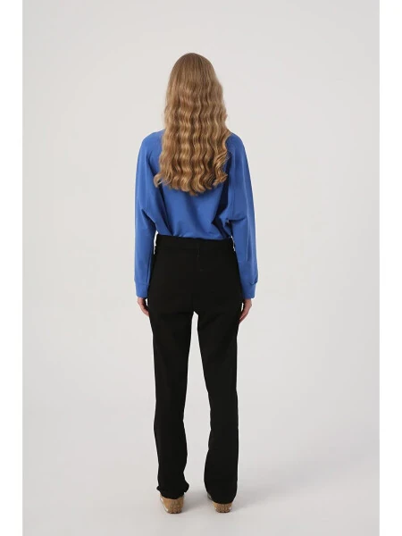 Black Pocketed Tracksuit Bottoms-Black - 4