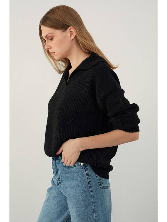 Black Polo Neck Knit Sweater - 6