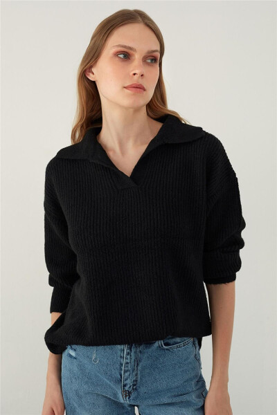 Black Polo Neck Knit Sweater - 9