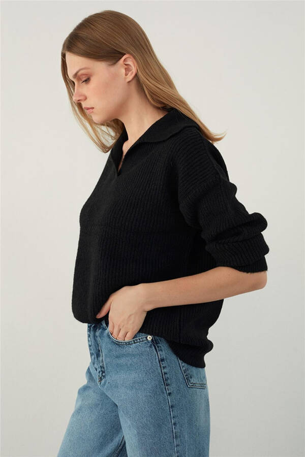 Black Polo Neck Knit Sweater - 10