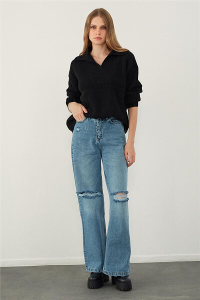 Black Polo Neck Knit Sweater - 11