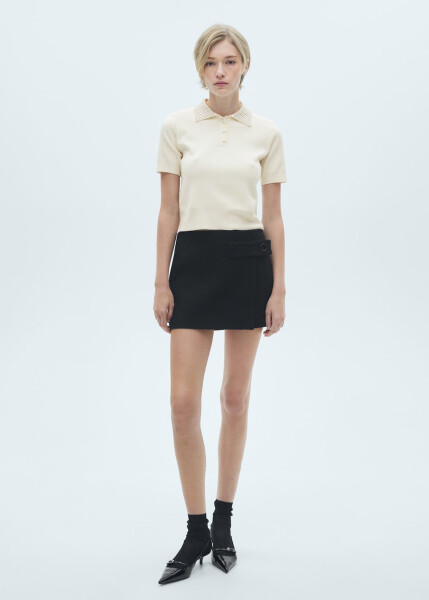 Black polo shirt with stone collar - 3