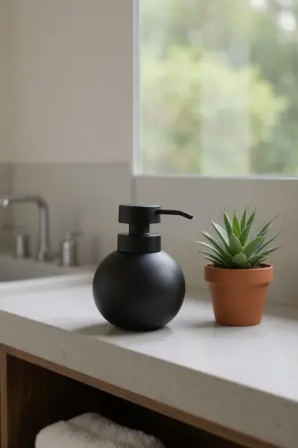 Black Porcelain Black Chubby Liquid Soap Dispenser and Detergent Dispenser Porcelain 