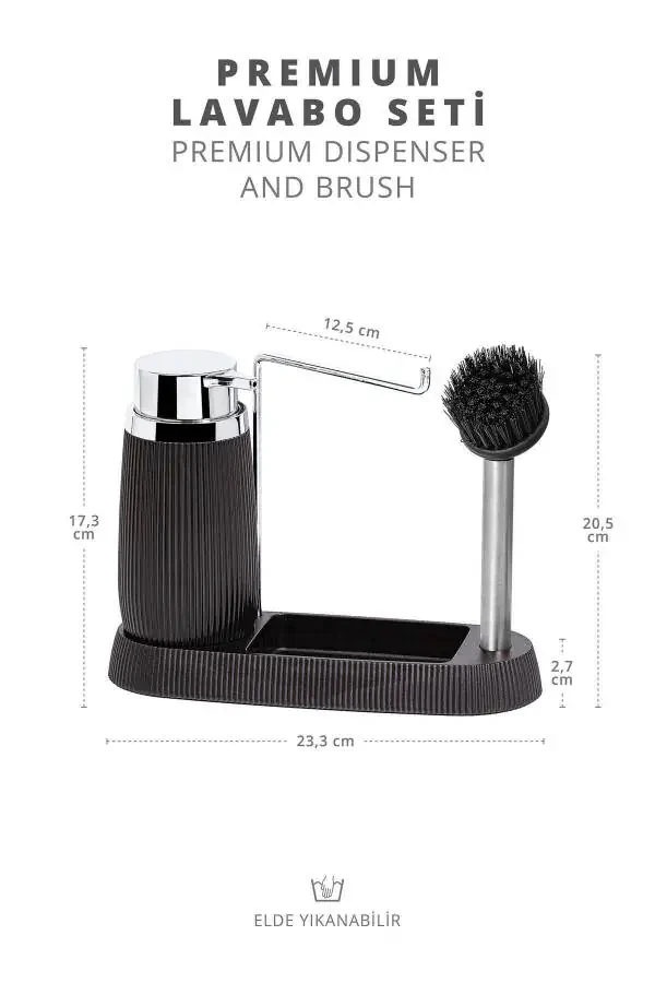 Black Premium Brush and Soap Sink Set - 2