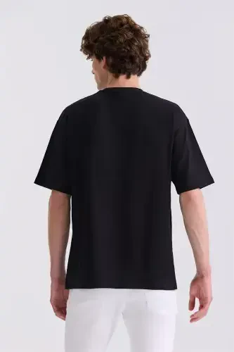 Black Printed Crew Neck T-Shirt - 4