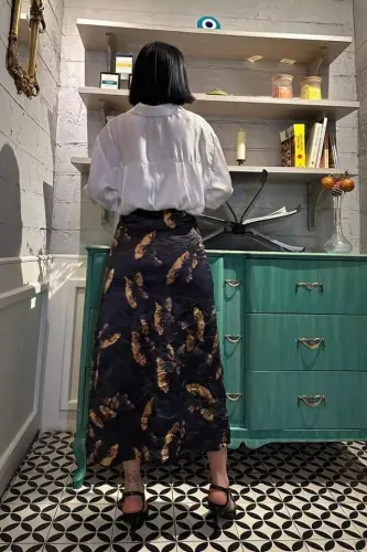 Black Printed Crochet Skirt - 3