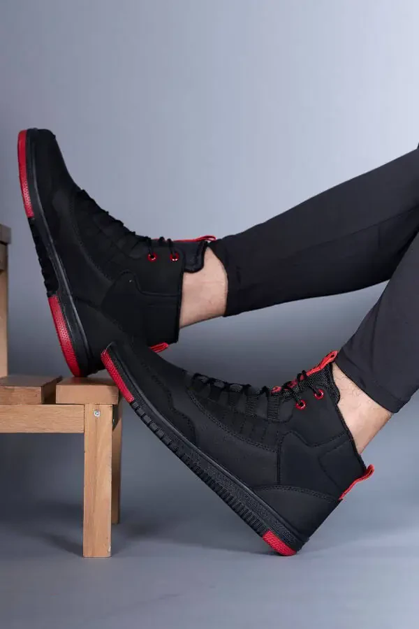 Black Red Men's Sneaker Boot 00122262 - 13