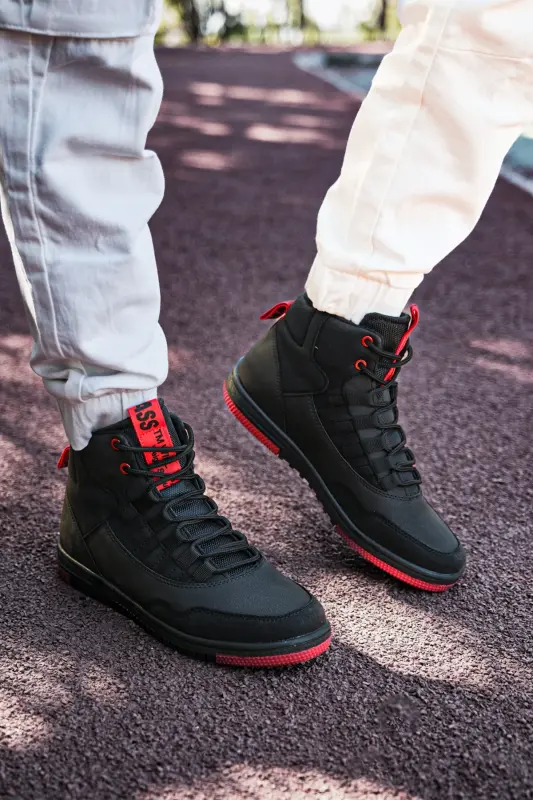 Black Red Men's Sneaker Boot 00122262 - 4