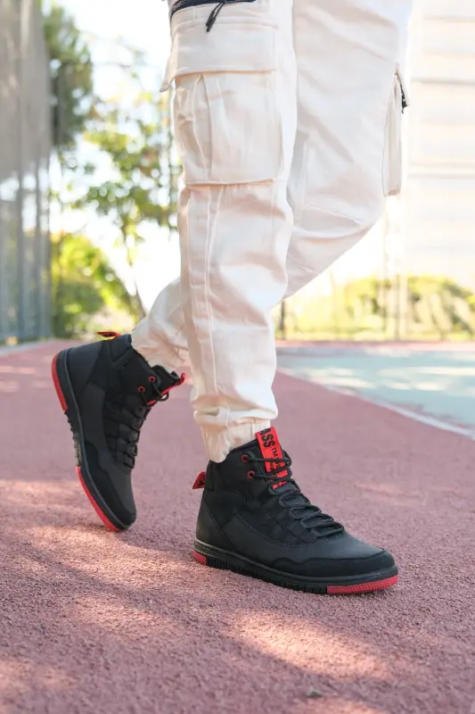 Black Red Men's Sneaker Boot 00122262 - 8