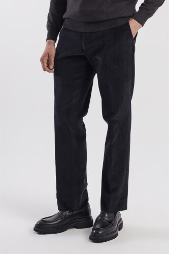 Black Regular Fit 100% Cotton Corduroy Pants - 3