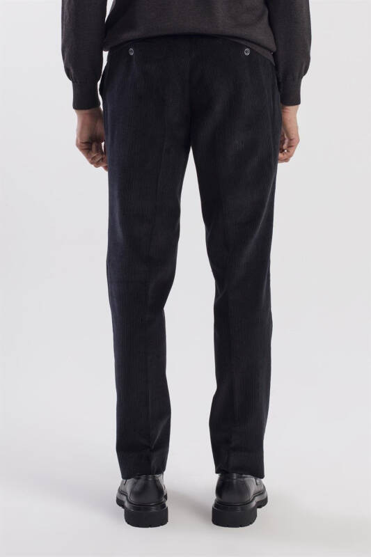 Black Regular Fit 100% Cotton Corduroy Pants - 4