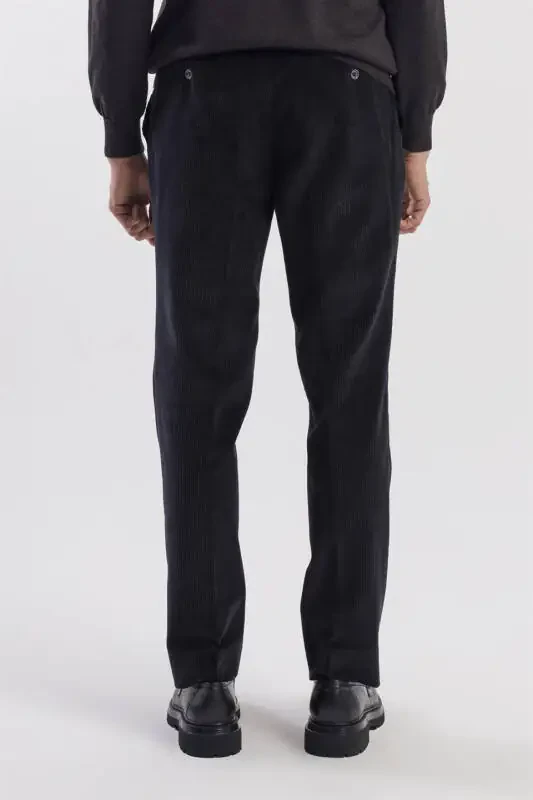 Black Regular Fit 100% Cotton Corduroy Pants - 4