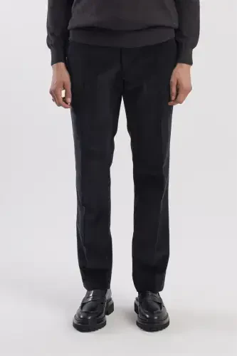 Black Regular Fit 100% Cotton Velvet Trousers 