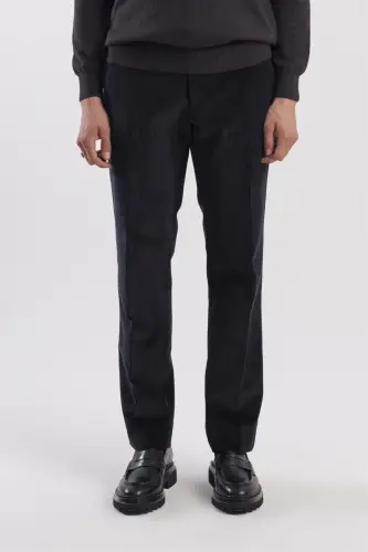 Black Regular Fit 100% Cotton Velvet Trousers 