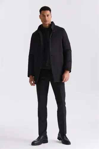 Black Regular Fit Button Down Collar Shirt Jacket - JAKAMEN (1)