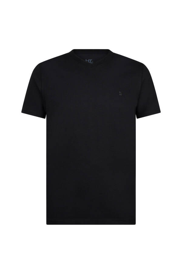 Black Regular Fit Crew Neck Cotton T-Shirt-Blk - 1