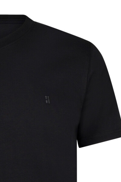 Black Regular Fit Crew Neck Cotton T-Shirt-Blk - 3