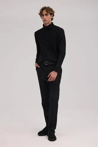 Black Regular Fit Fabric Pants - JAKAMEN (1)