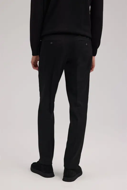 Black Regular Fit Fabric Pants - 4