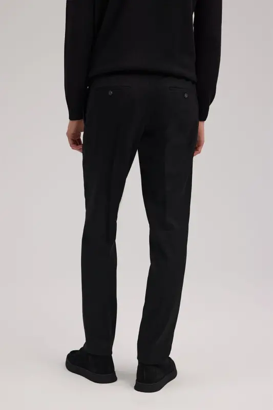 Black Regular Fit Fabric Trousers - 4