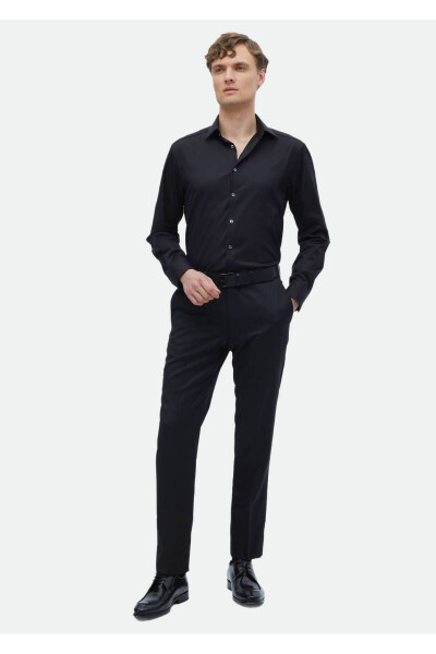 Black Regular Fit Non-Iron Woven Classic 100% Cotton Shirt - 2