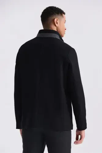 Black Regular Fit Notch Collar Wool Blazer - 4