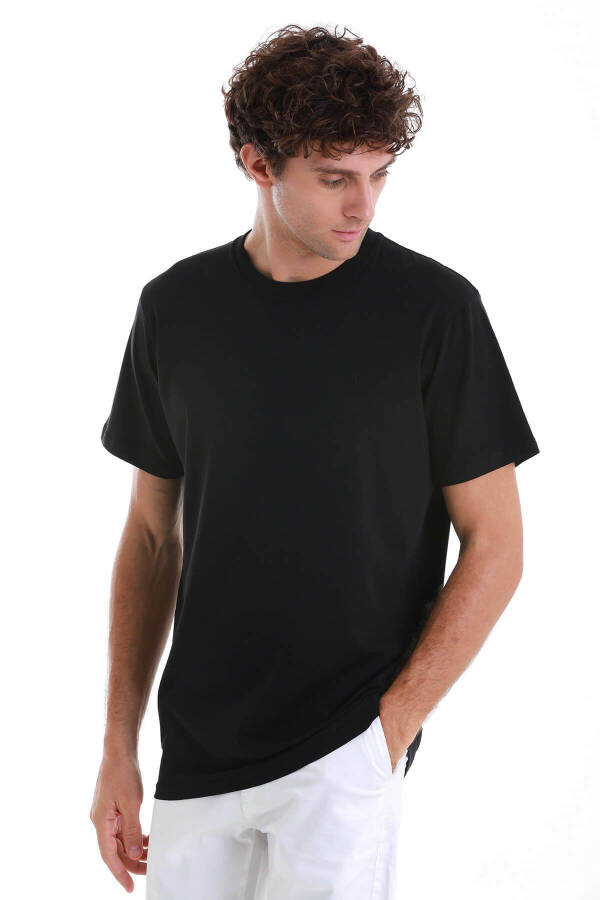 Black Regular Fit Plain Cotton Crew Neck Knitwear - 3