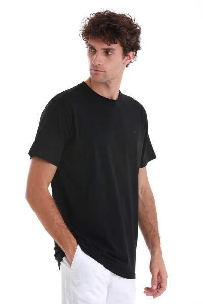 Black Regular Fit Plain Cotton Crew Neck Knitwear - 4