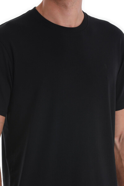 Black Regular Fit Plain Cotton Crew Neck Knitwear - 5