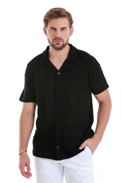 Black Regular Fit Plain Polo Neck T-Shirt-Black - HATEMOĞLU