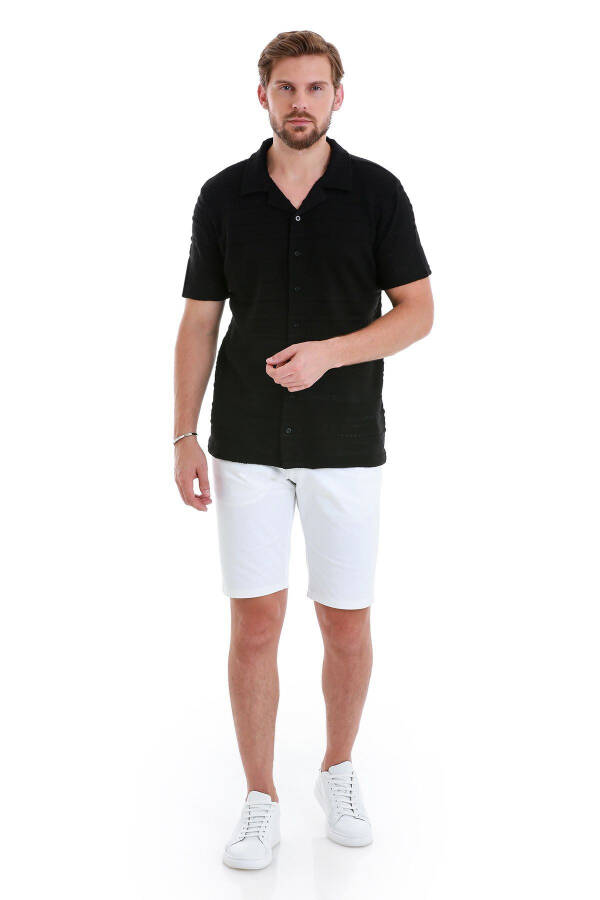 Black Regular Fit Plain Polo Neck T-Shirt-Black - 2