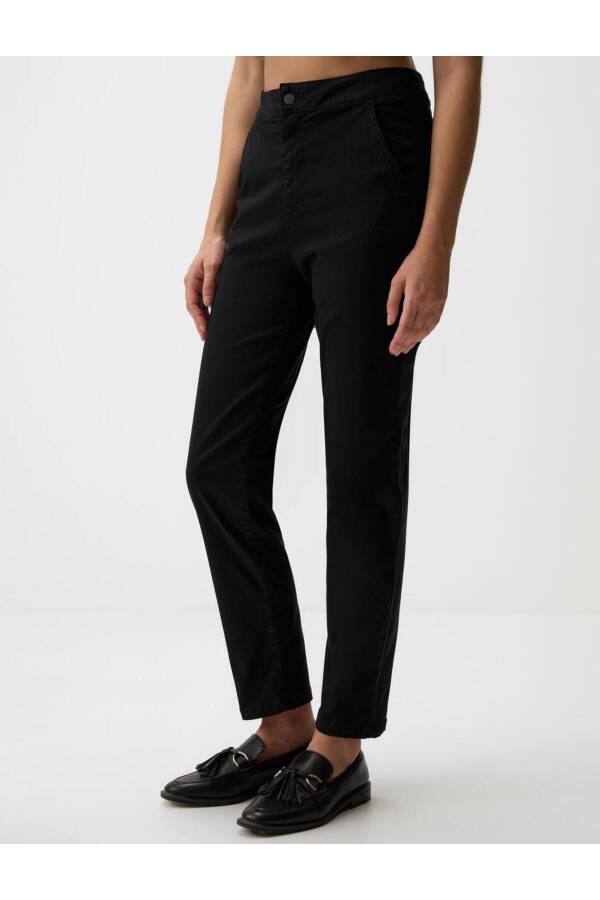 Black Regular Fit Pocket Gabardine Trousers - 4