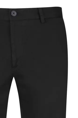 Black Regular Fit Side Pocket Canvas Trousers-Black - 2