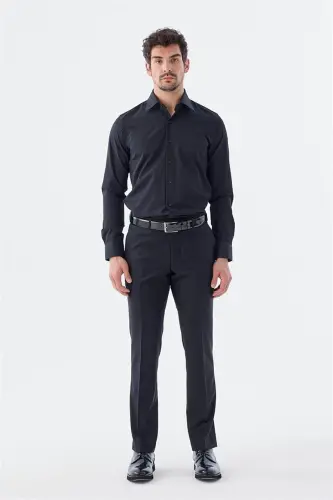 Black Regular Fit Side Pocket Fabric Trousers - JAKAMEN (1)