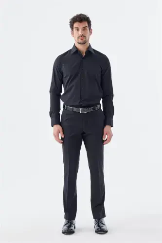 Black Regular Fit Side Pocket Fabric Trousers - Modazone (1)