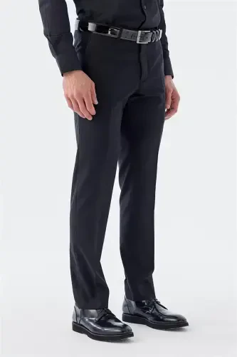 Black Regular Fit Side Pocket Fabric Trousers - 3