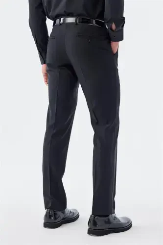 Black Regular Fit Side Pocket Fabric Trousers - 4