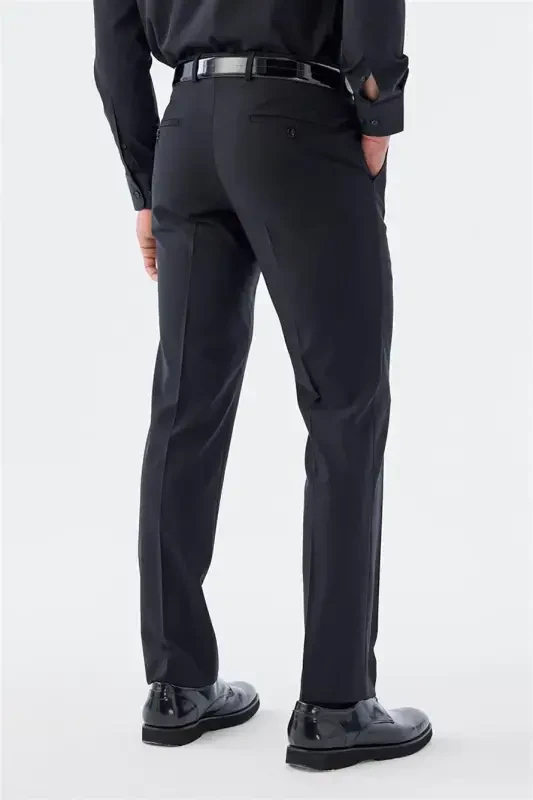 Black Regular Fit Side Pocket Fabric Trousers - 4