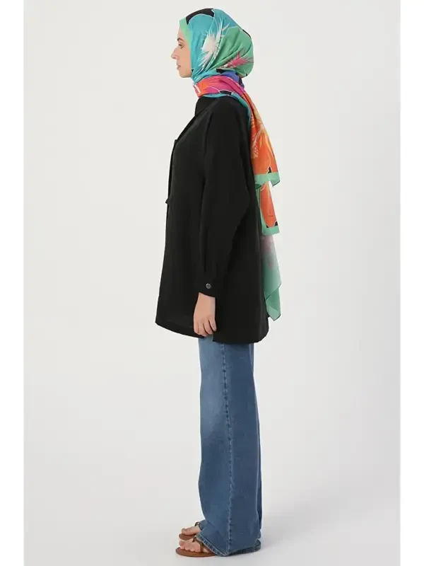 Black Relaxed Fit Blend Shirt Tunic - 2